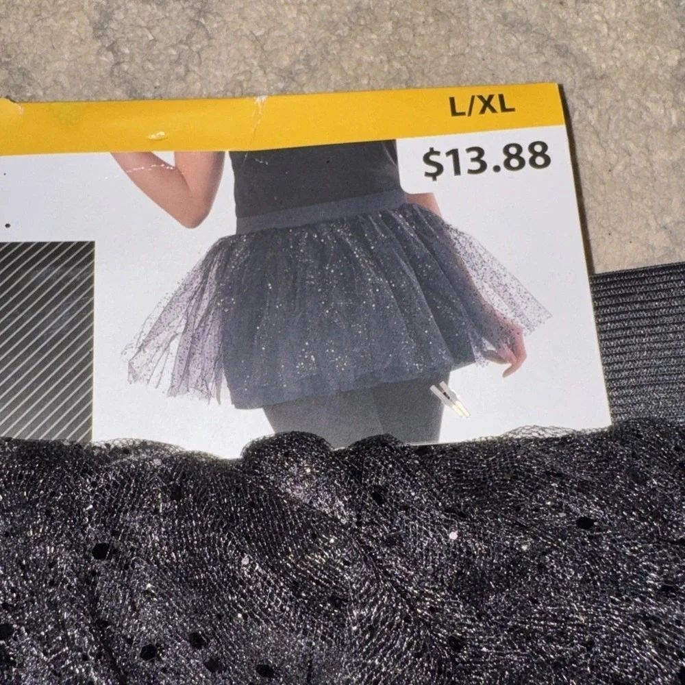 Black Cat Tutu XL 16-18 Kitty Dress Up Halloween Womens Costume Tail Ears Gloves